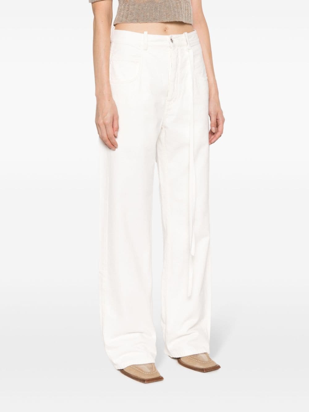 wide-leg cotton trousers - 3