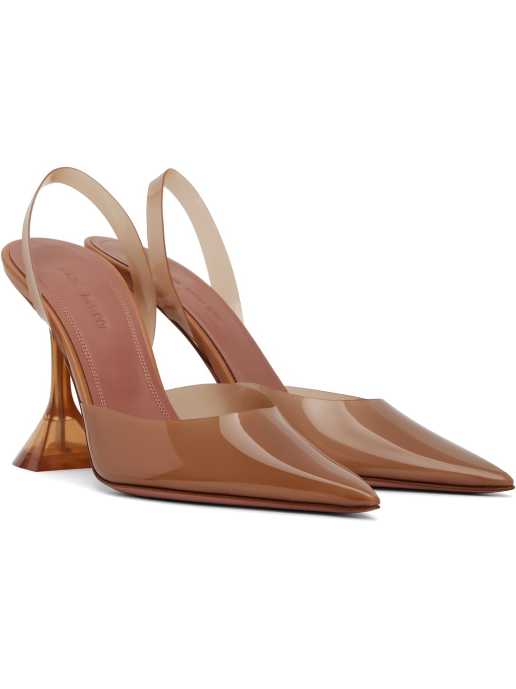 Tan Holli Glass Sling Heels - 4