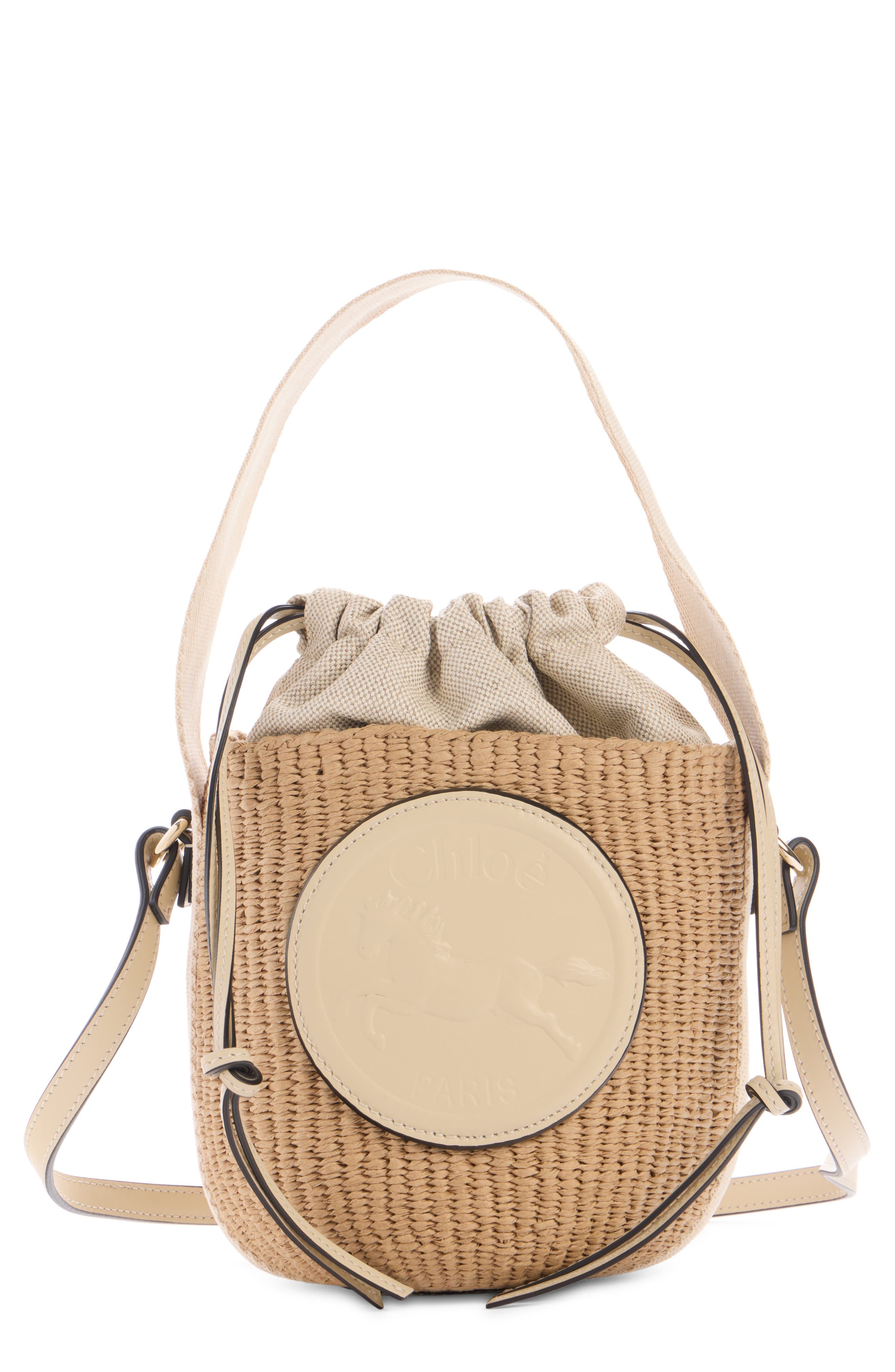 Chloé Horse Medal Woven Raffia Basket Bag in Deep Ivory at Nordstrom - 1