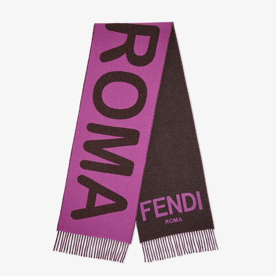 Purple cashmere and wool scarf - 1