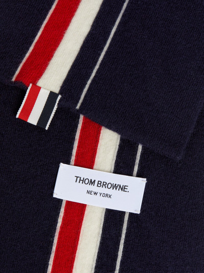 Thom Browne Navy Jersey Stitch Superfine Merino Wool Intarsia Stripe Scarf outlook