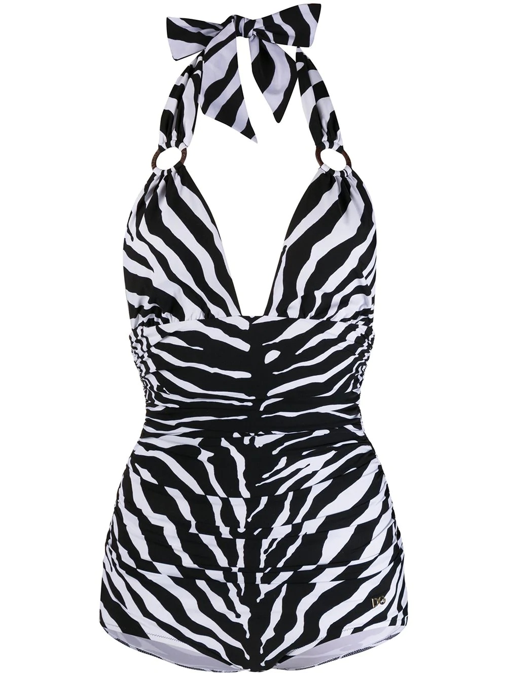 zebra-print one-piece swimsuit - 1