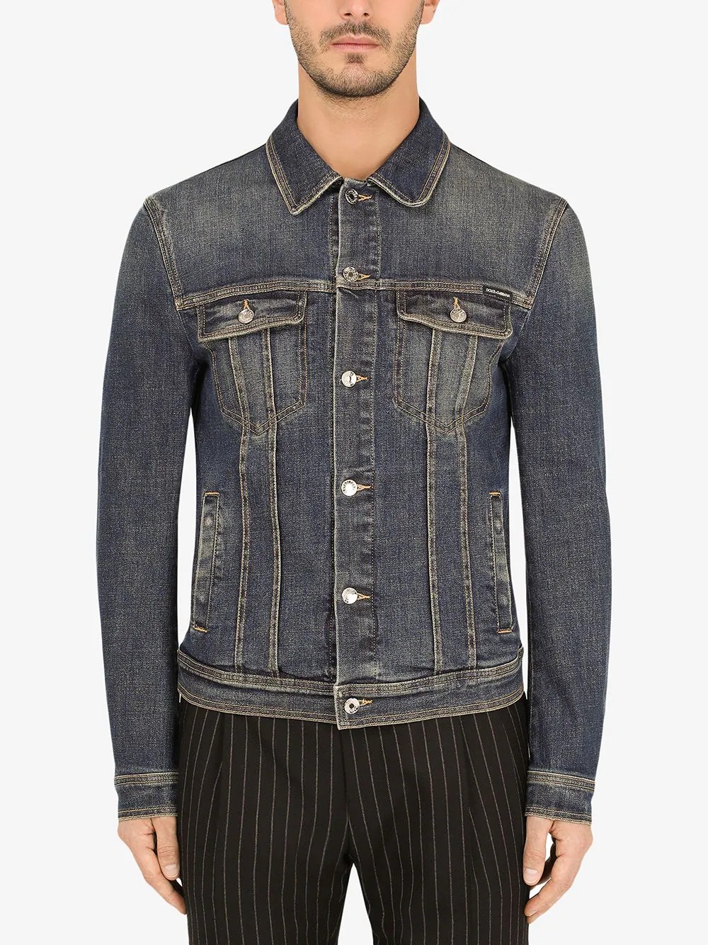 faded denim jacket - 3