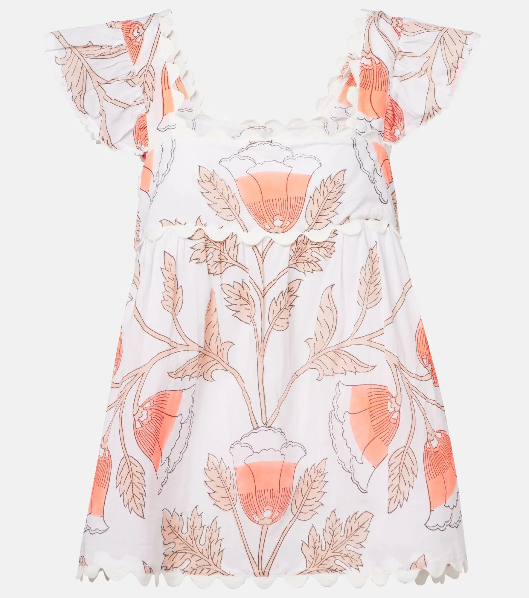 Printed scalloped cotton top - 1