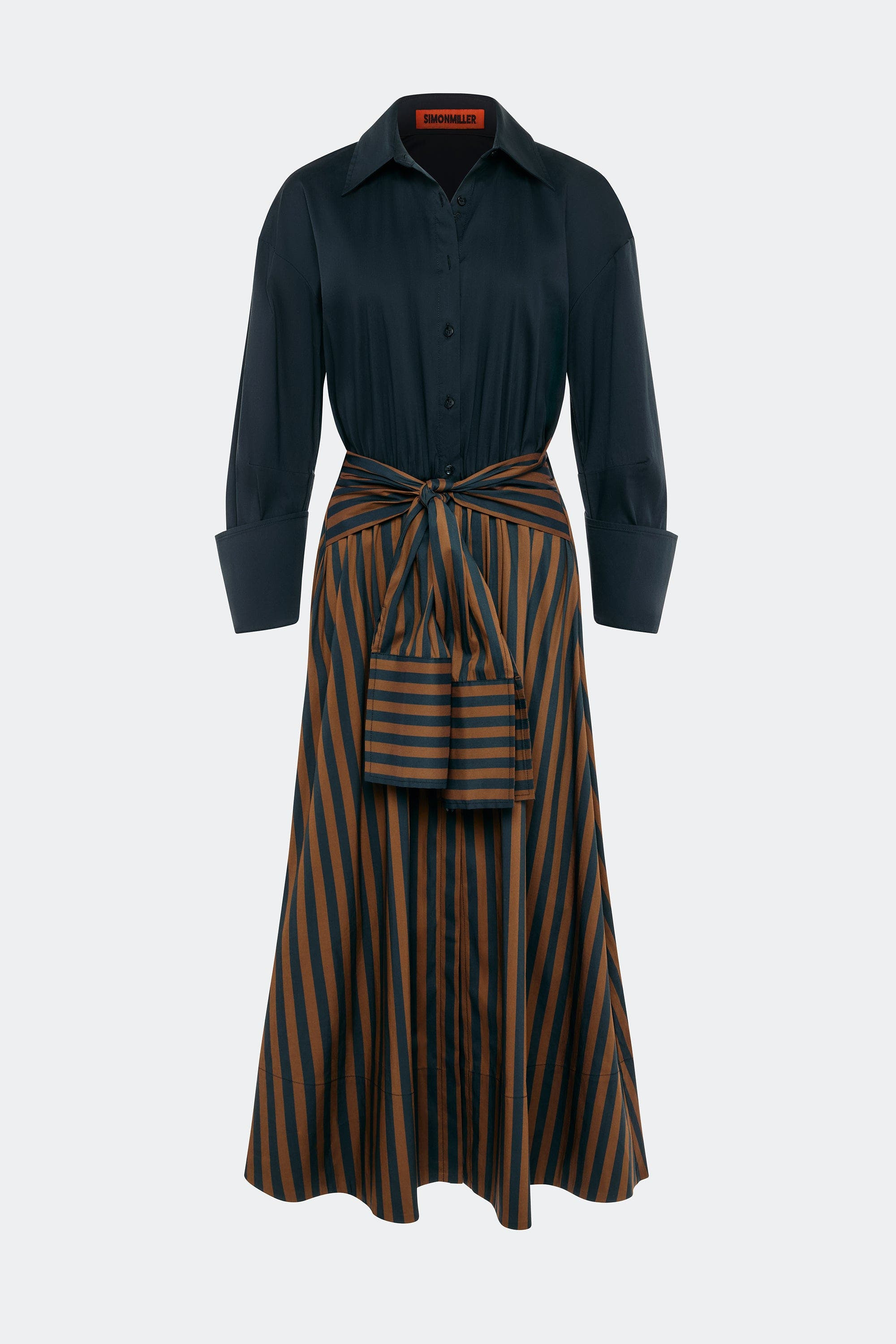 SIMONMILLER Inna Poplin Maxi Dress in Black/choco Brown Stripe at Nordstrom - 2