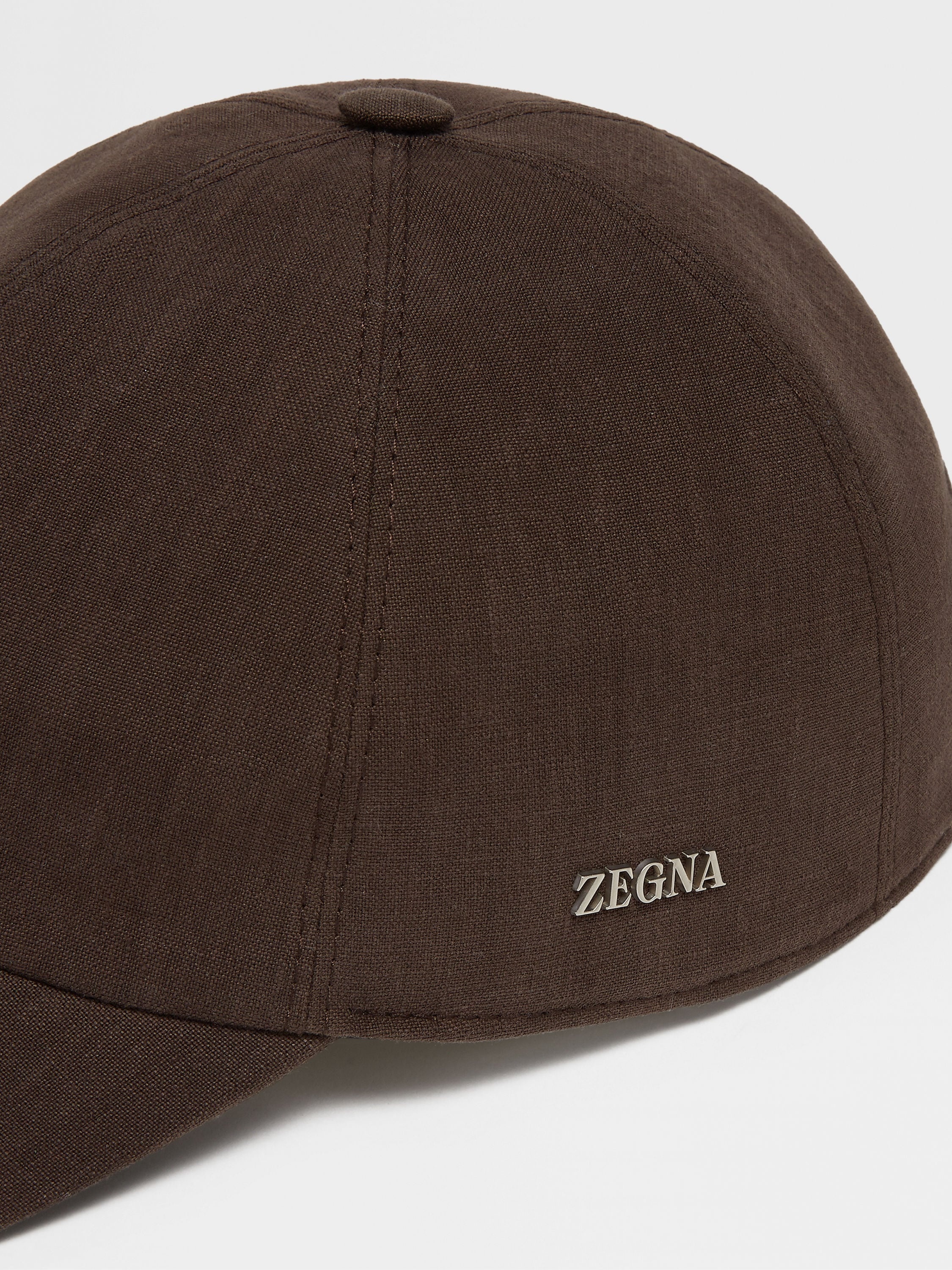 DARK BROWN LINEN BASEBALL CAP - 2