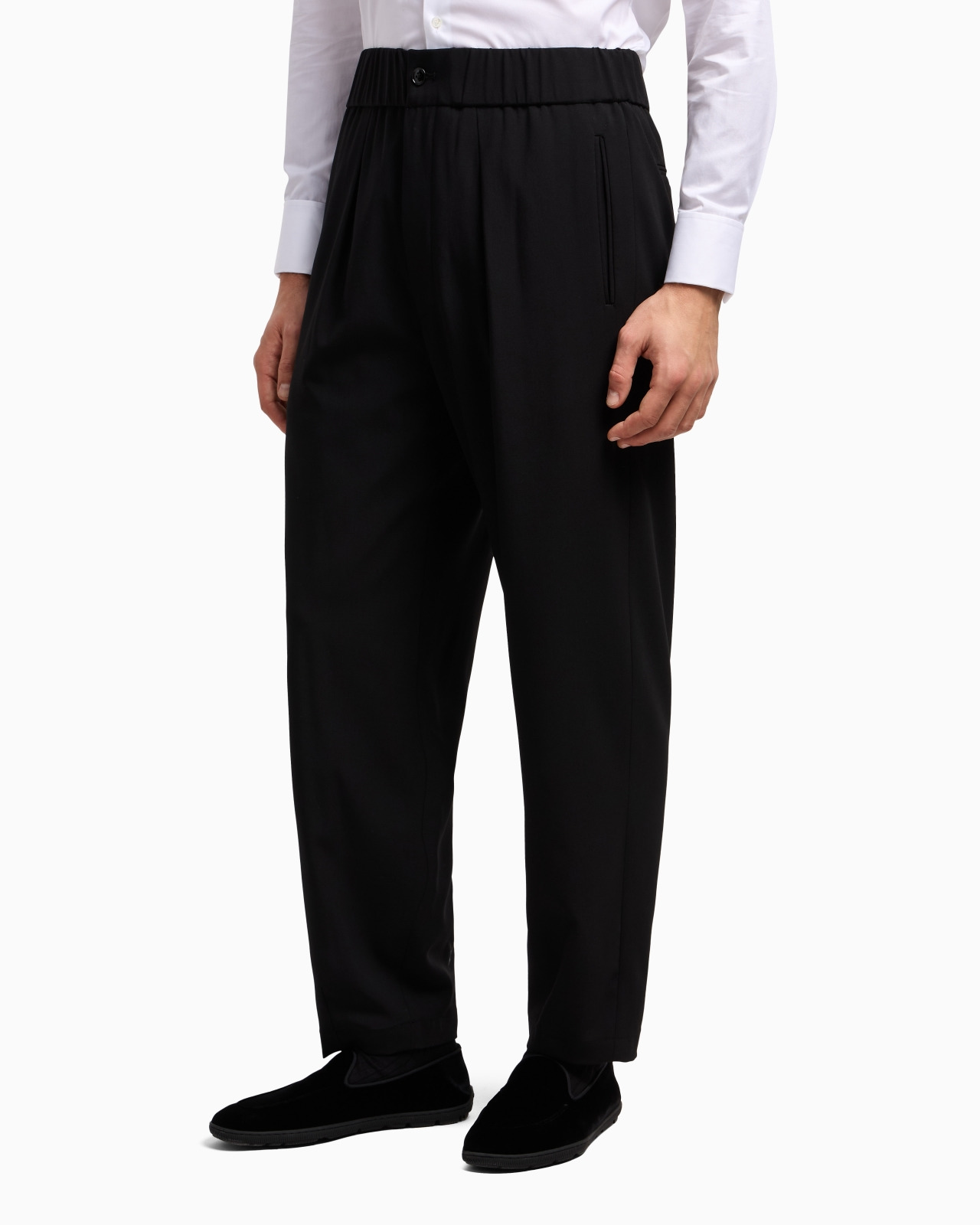 SINGLE-PLEAT, PURE VIRGIN WOOL CRÊPE TROUSERS - 4