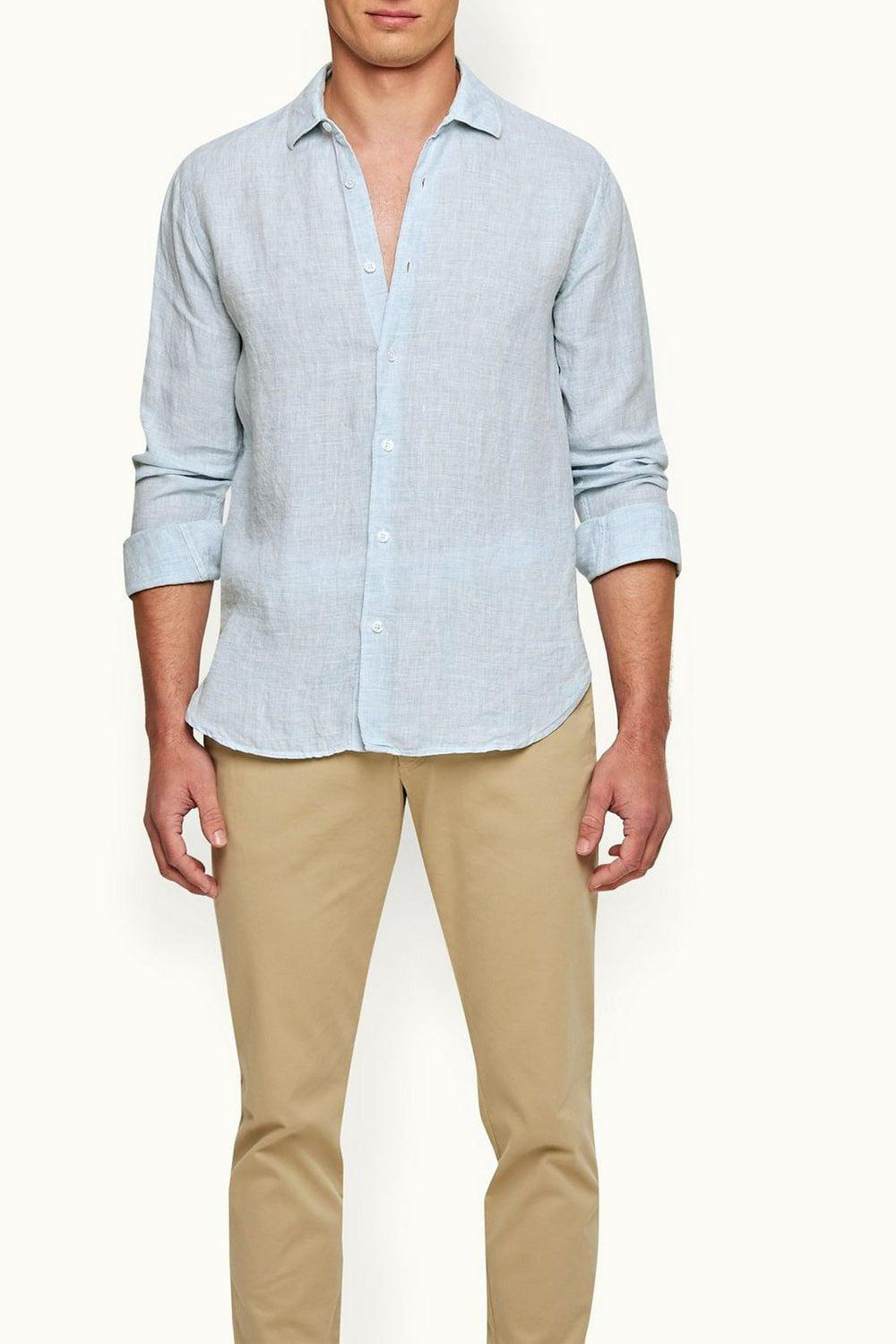 Giles Linen Shirt - Pale Blue - 2