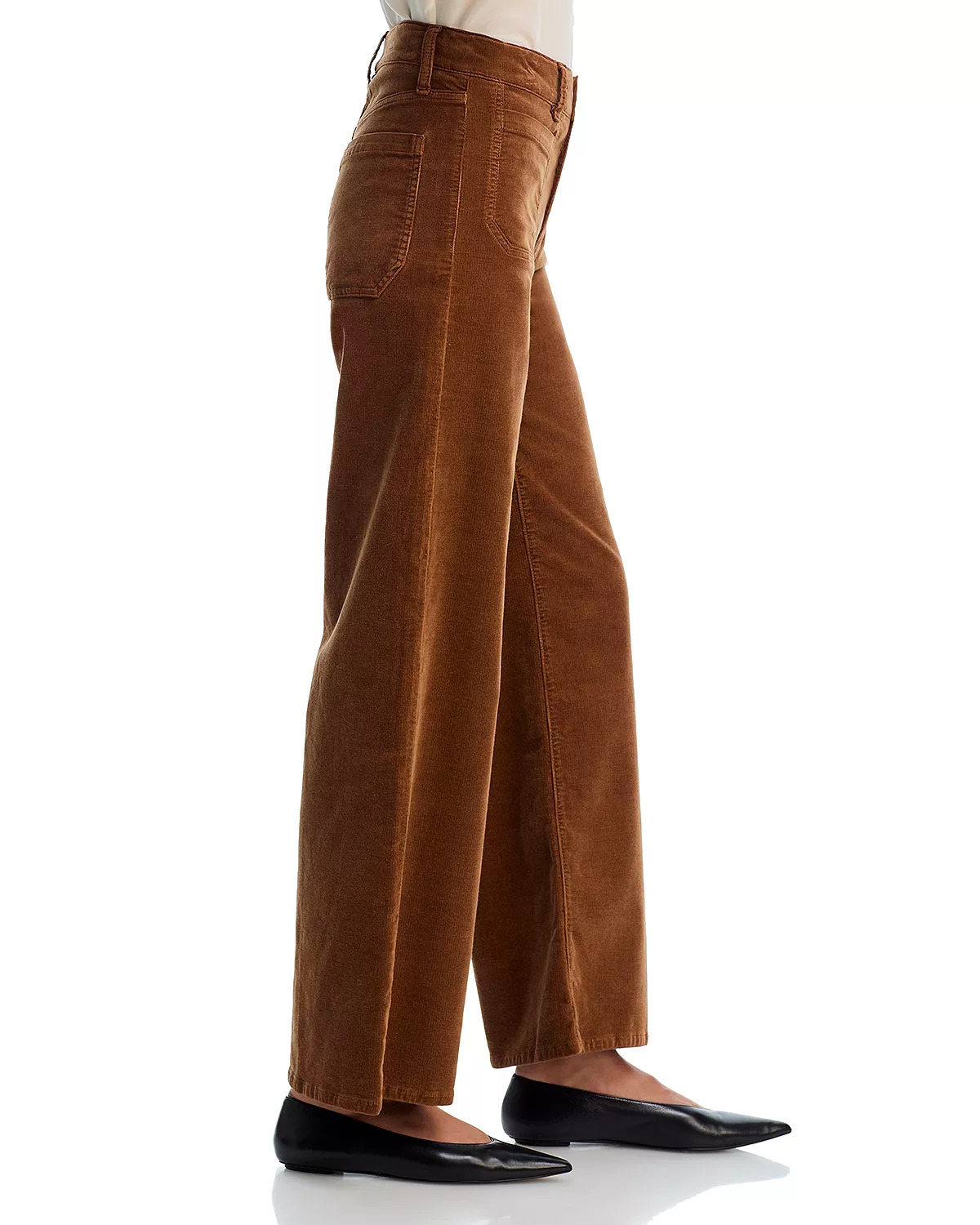 Le Slim Palazzo Mode Corduroy Jeans in Maple Brown - 4