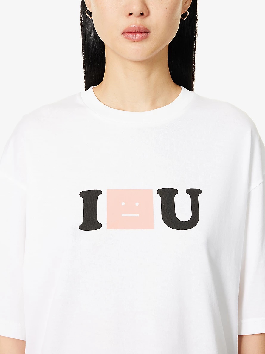 I Face U logo-print cotton-jersey T-shirt - 5