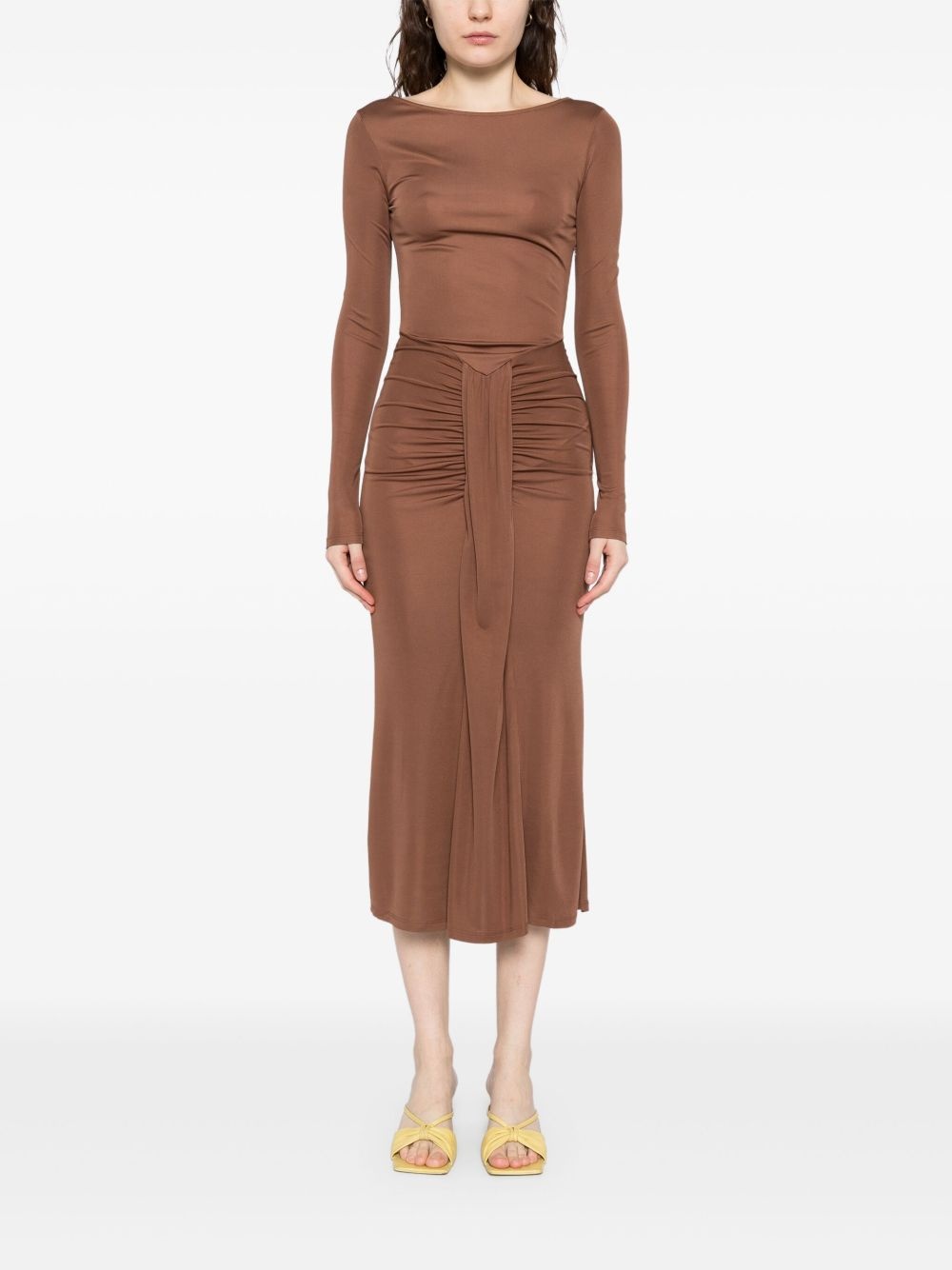 draped midi dress - 2
