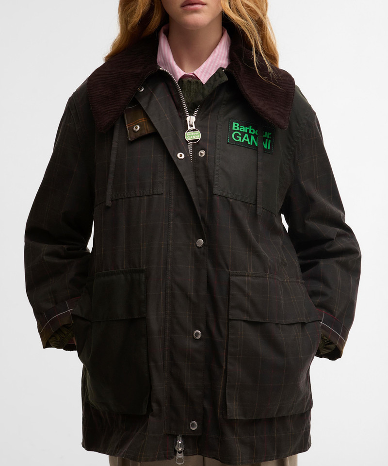 x GANNI Tartan Waxed Duffle Coat 4