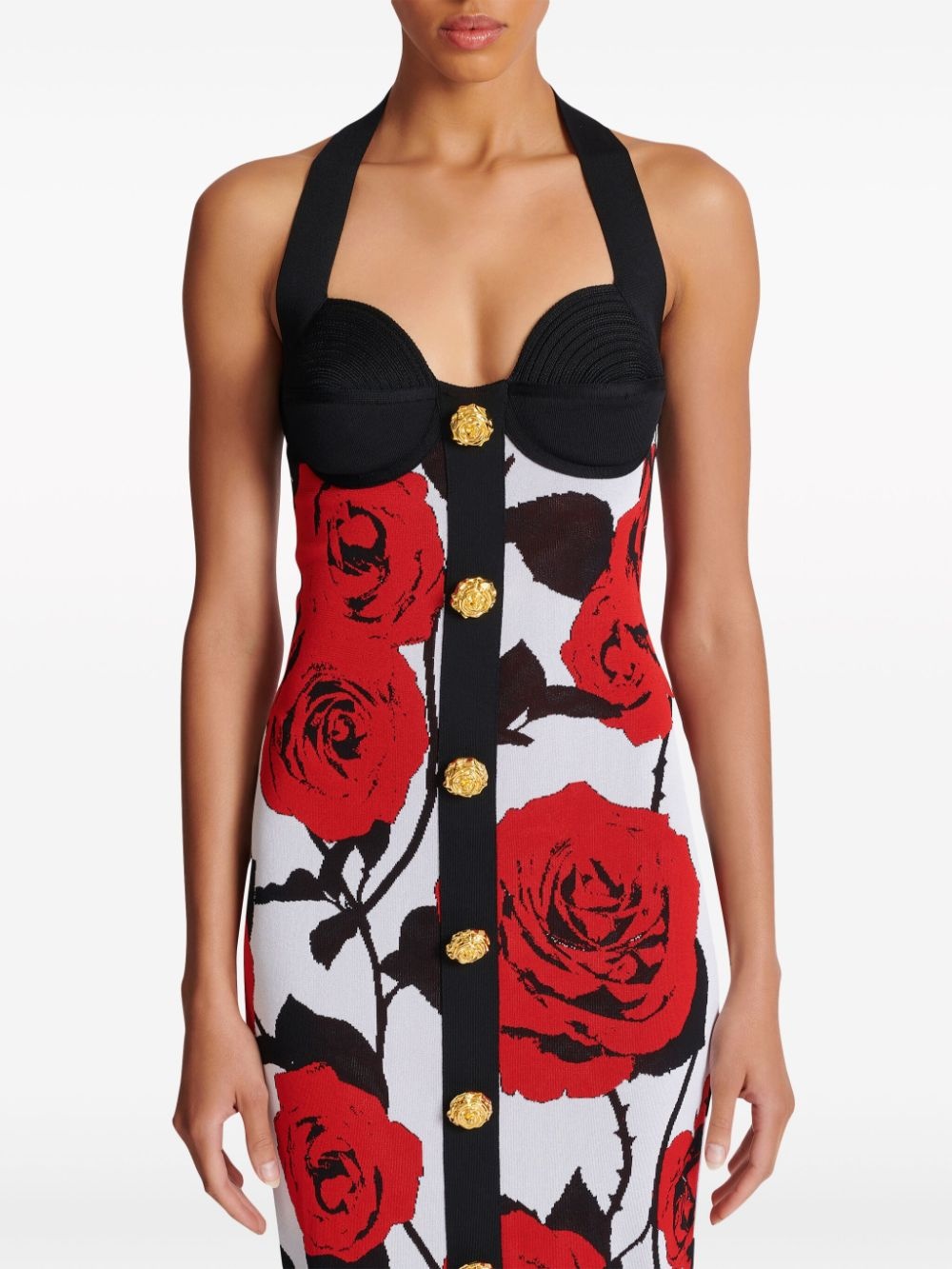 floral-jacquard knit mididress - 5