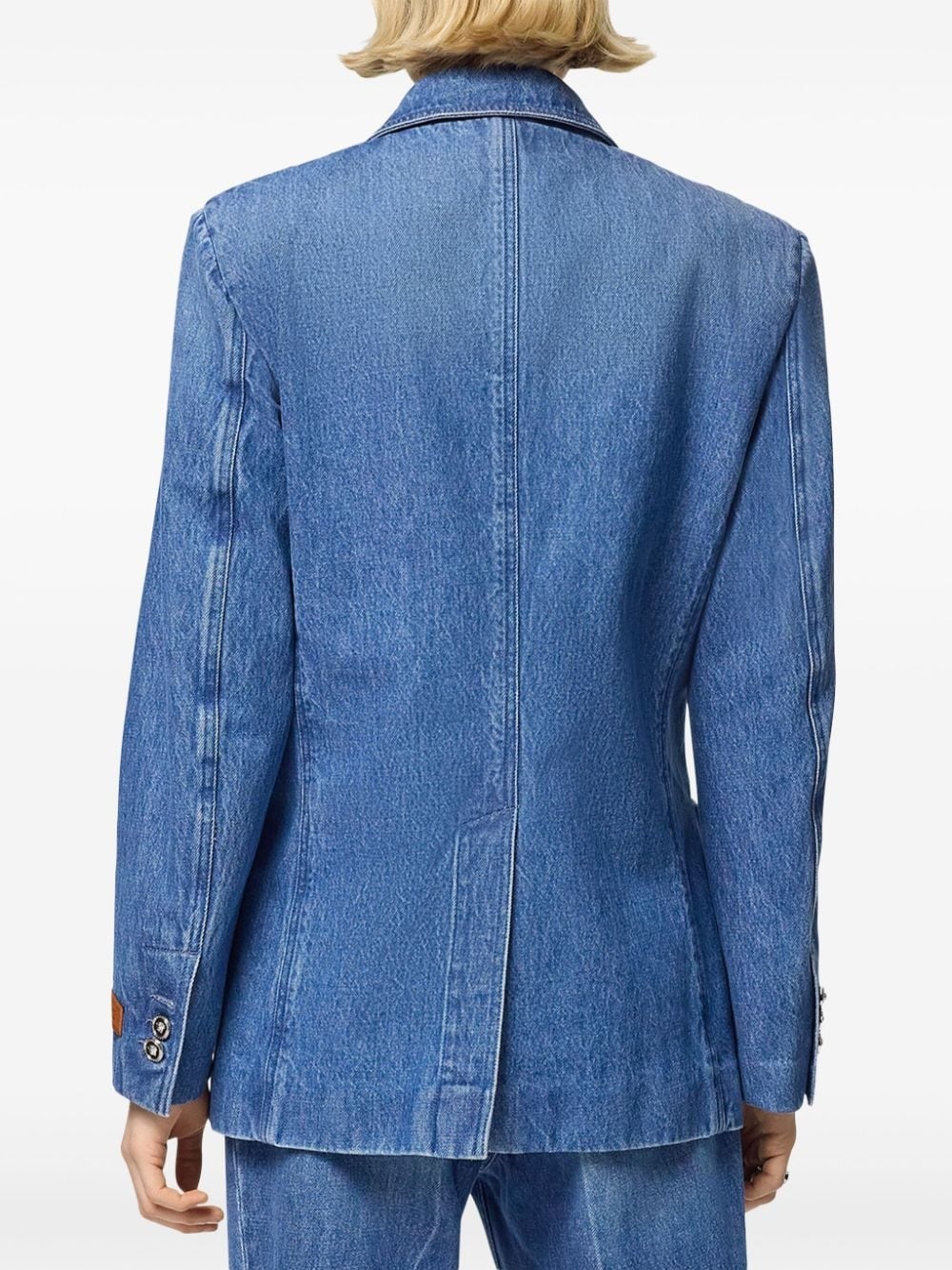 single-breasted denim blazer - 4