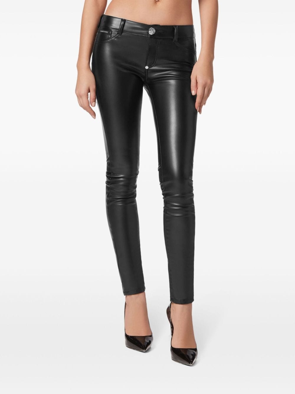 skinny-cut faux-leather trousers - 3