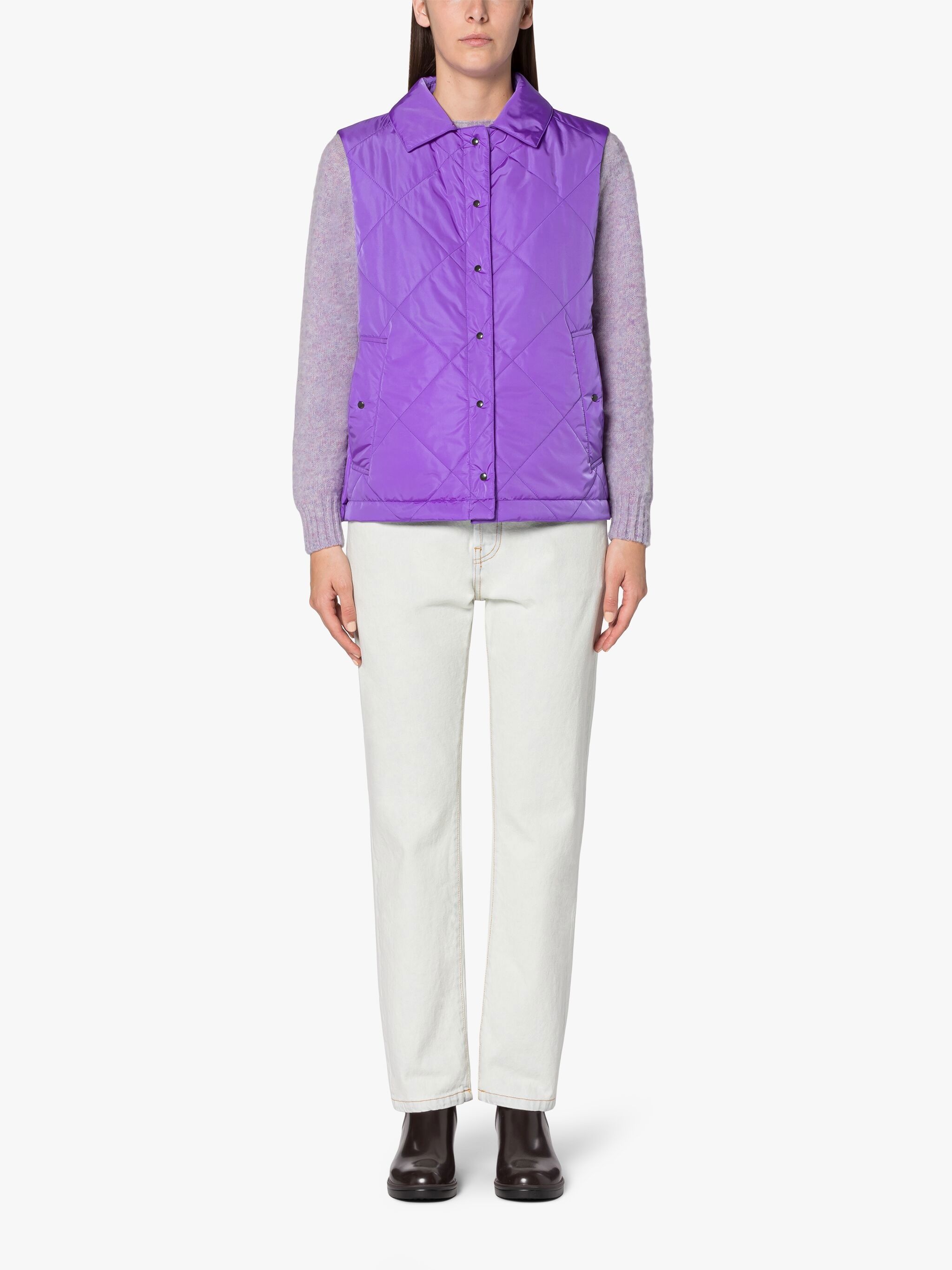 ANNABEL PURPLE QUILTED NYLON LINER VEST - 3