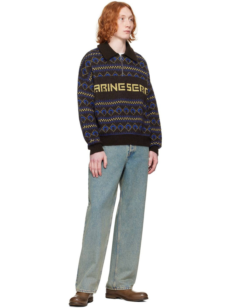 Marine Serre Brown '' Jacquard Knit Crewneck Sweater outlook