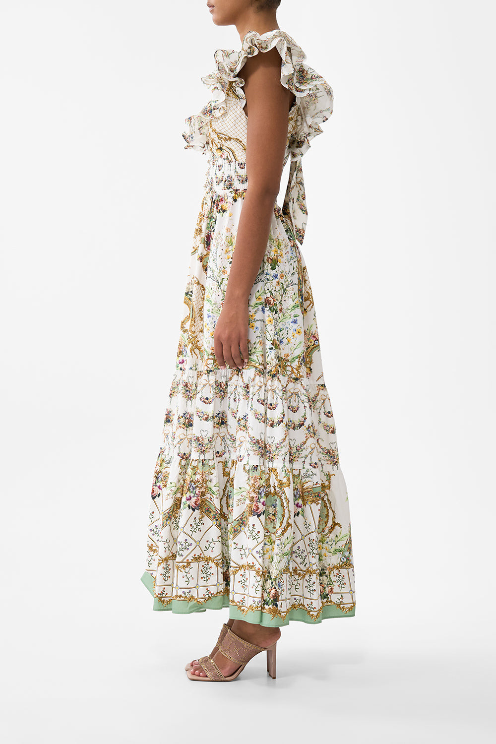 TIERED DRESS WITH NECK FRILL - 4