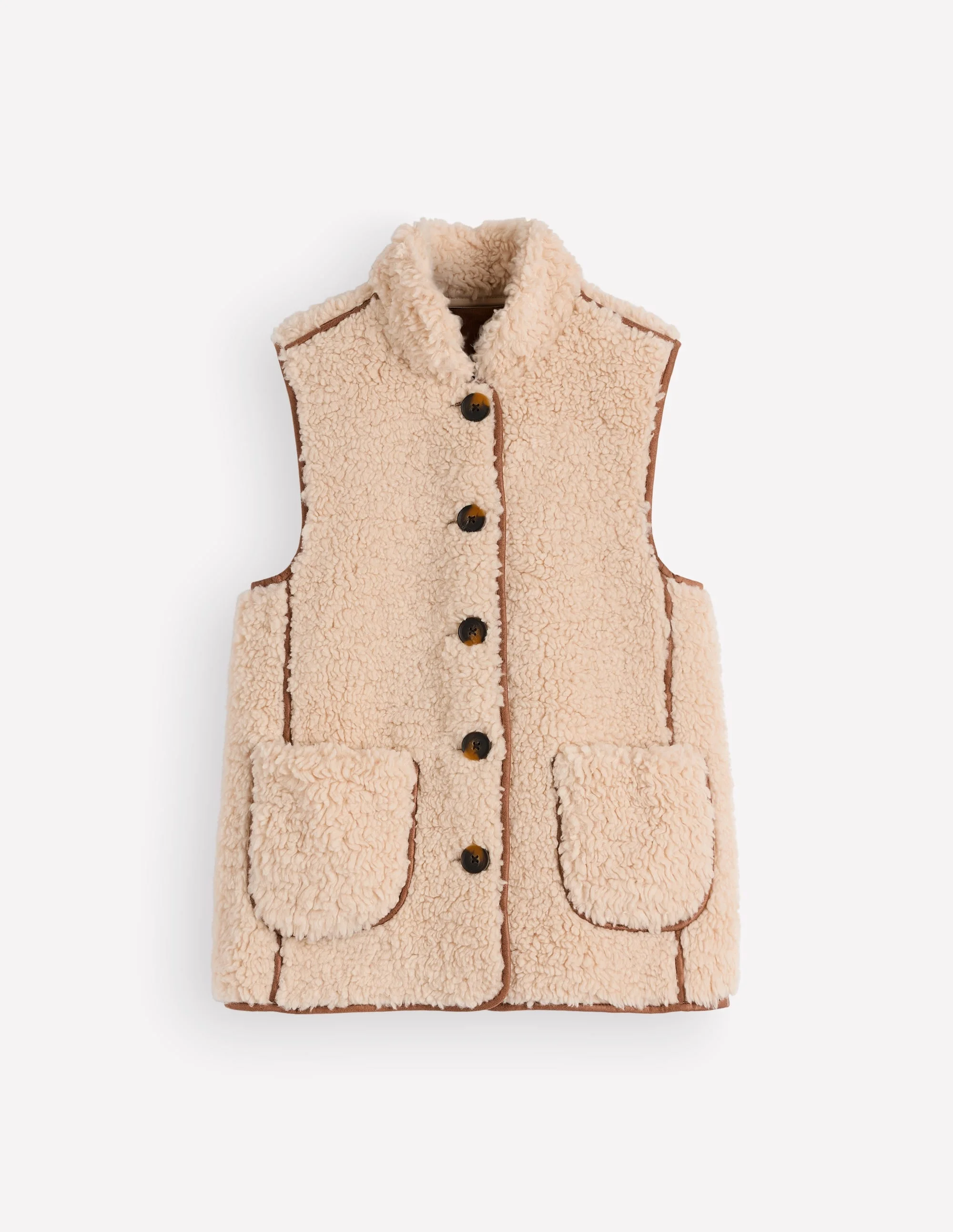 Funnel Neck Borg Gilet-Natural Borg - 1