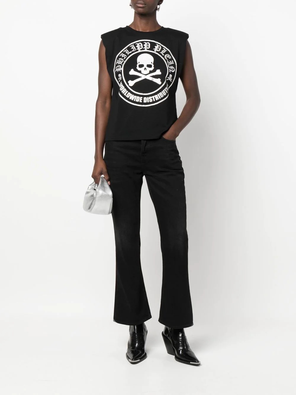 embellished-logo sleeveless T-shirt - 2