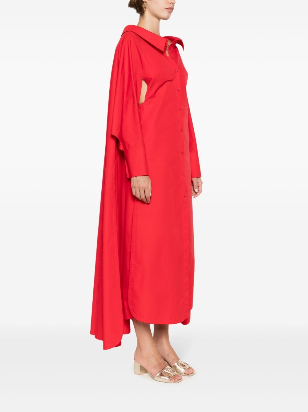 cape-detail cotton maxi dress - 3