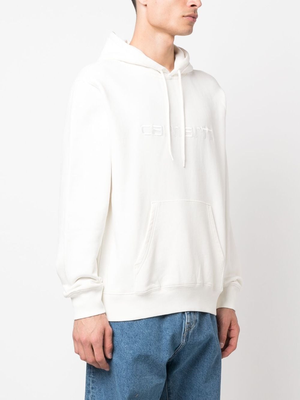 embroidered-logo cotton hoodie - 3
