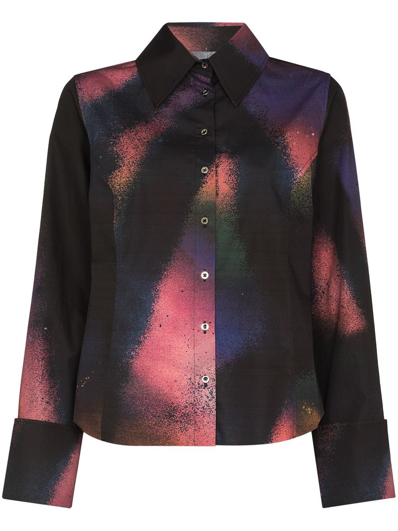 abstract print turn cuffs shirt 1