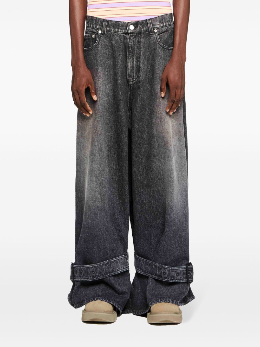 buckled-cuff jeans - 3