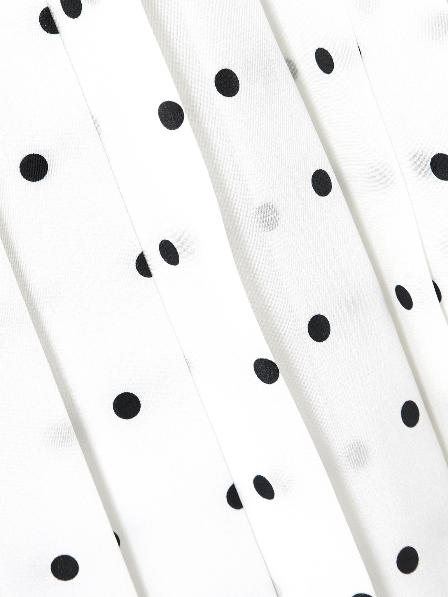 Bow-embellished pleated polka-dot silk midi dress White - 4