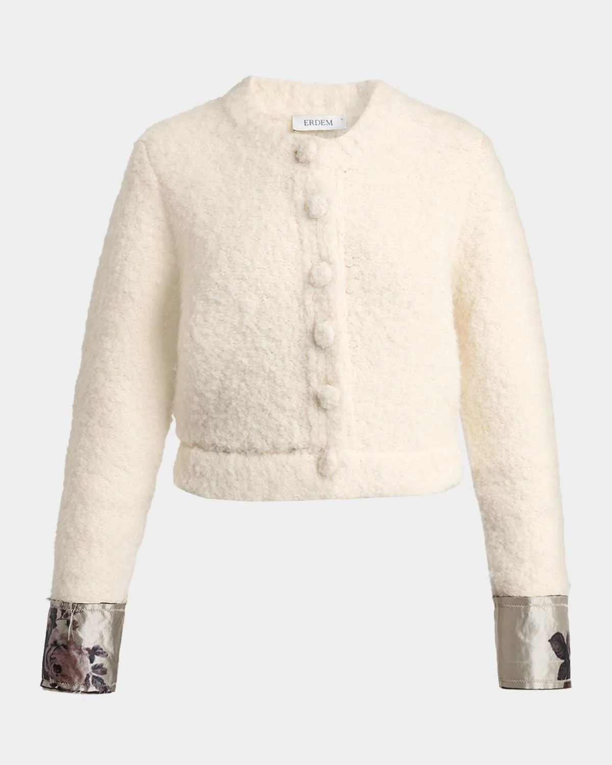 Metallic Floral Jacquard & Alpaca Boucle Crop Cardigan - 1