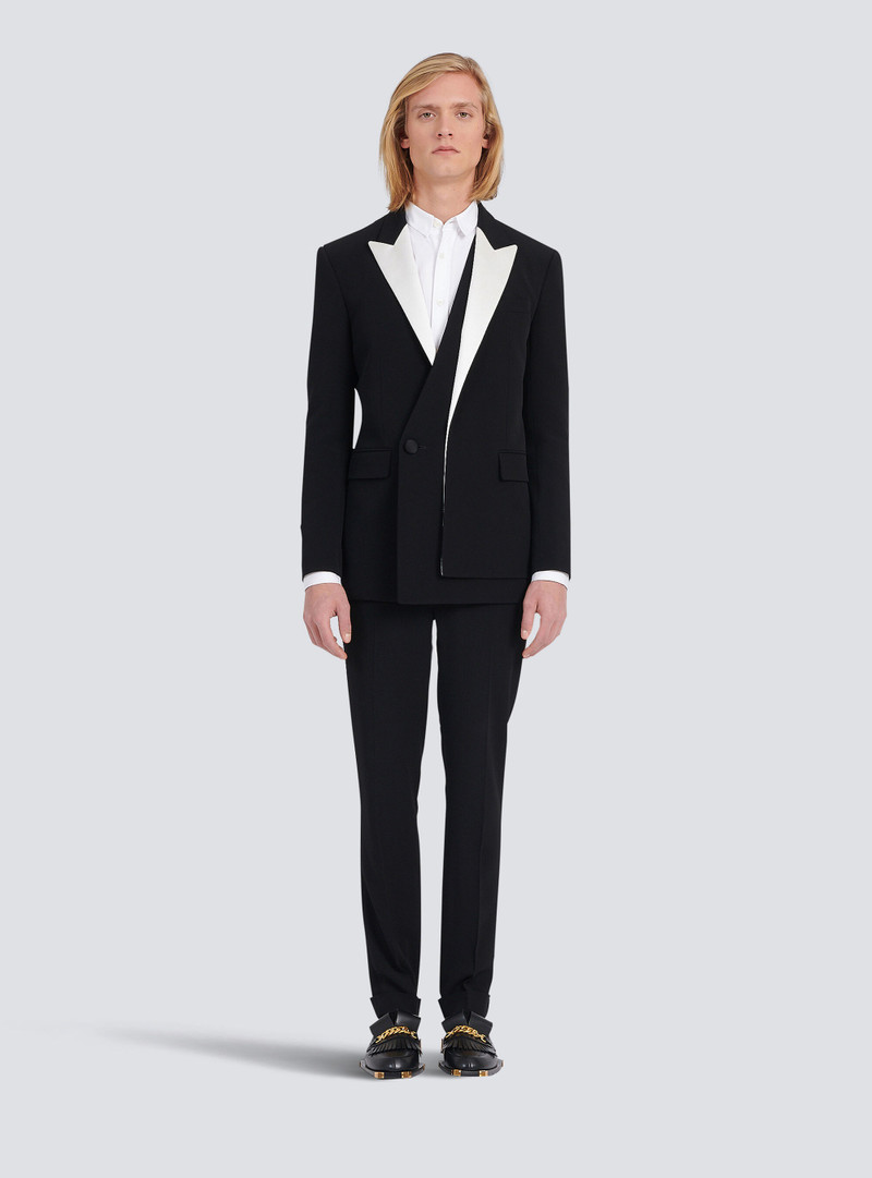 Crepe blazer with satin collar 3