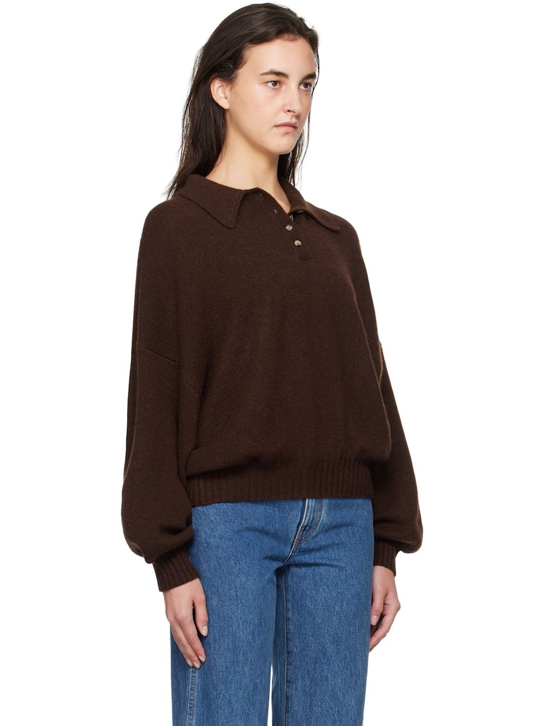 Brown Rene Polo Sweater - 2