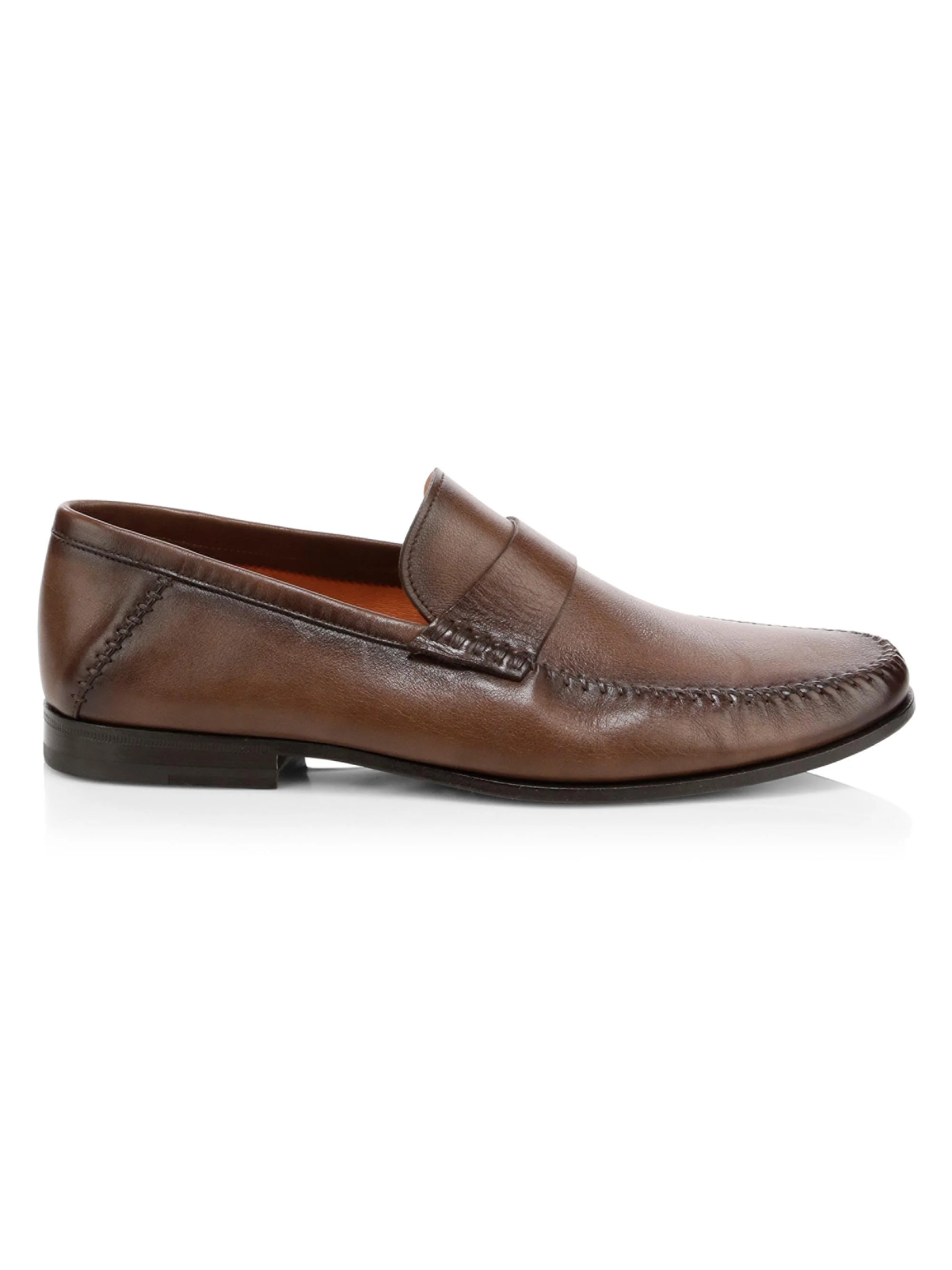 Men's Paine Leather Moccasin Loafers - Brown - 1