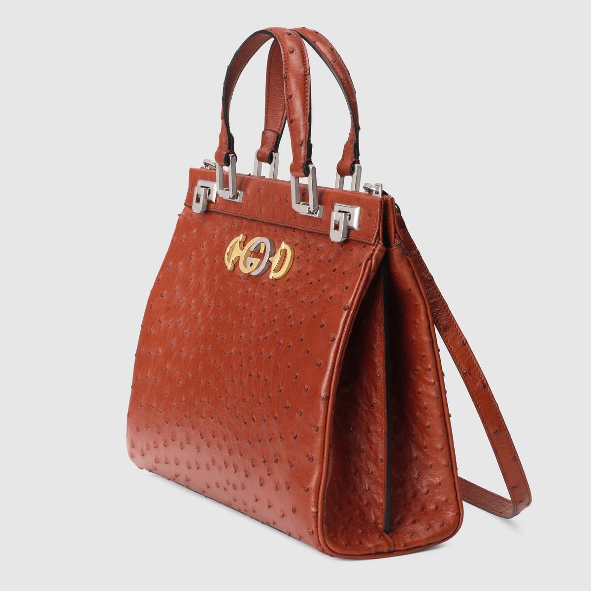 Gucci Zumi ostrich medium top handle bag - 2