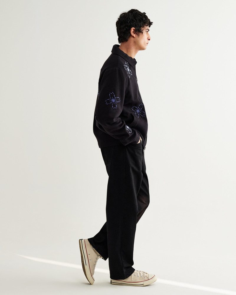 Eldon - Black Floral Embroidered Cotton Twill Jacket 7