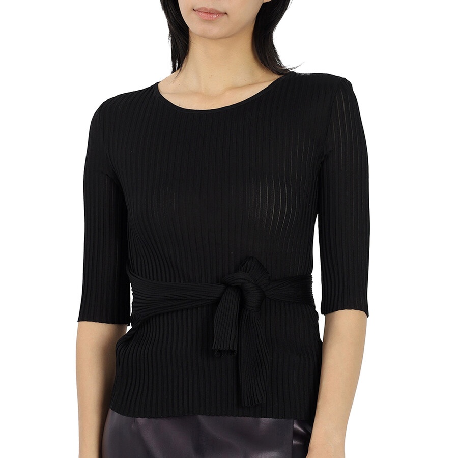 Atlein Ladies Black Front Knot Top - 3