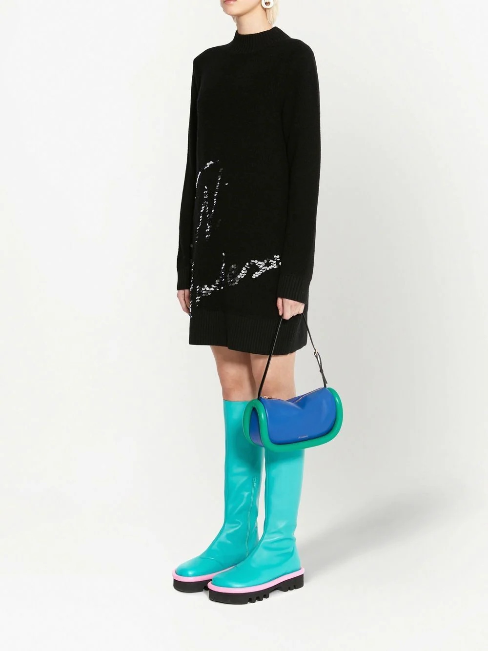 sequins-logo knitted minidress - 3
