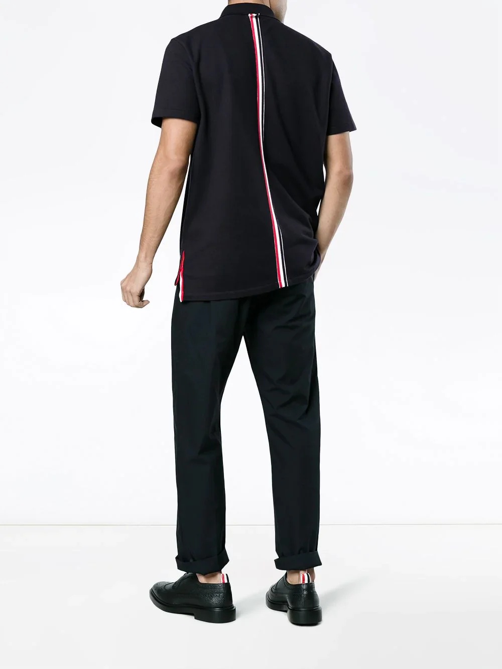 ★THOM BROWNE★ Cotton Pique Center Back Stripe Relaxed Fit Classic Pique Relaxed Fit Center Back Stripe Polo | Thom Browne