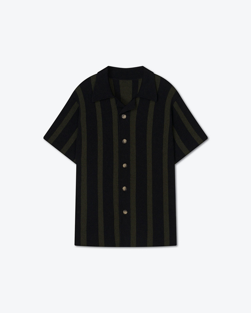 WALTER - Striped terry-knit shorts - Dark khaki/ black - 1