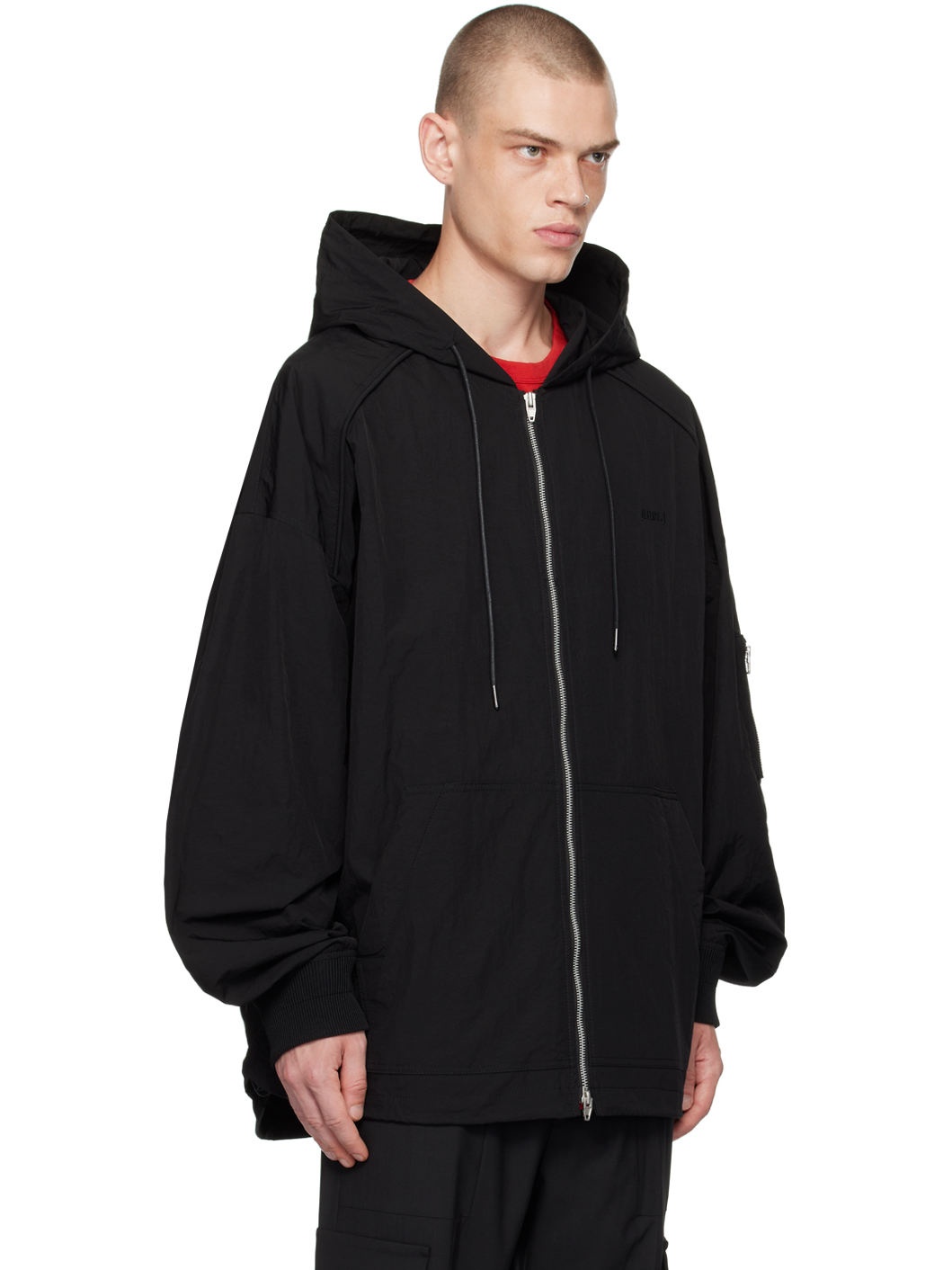 Black Puckering Track Jacket - 2