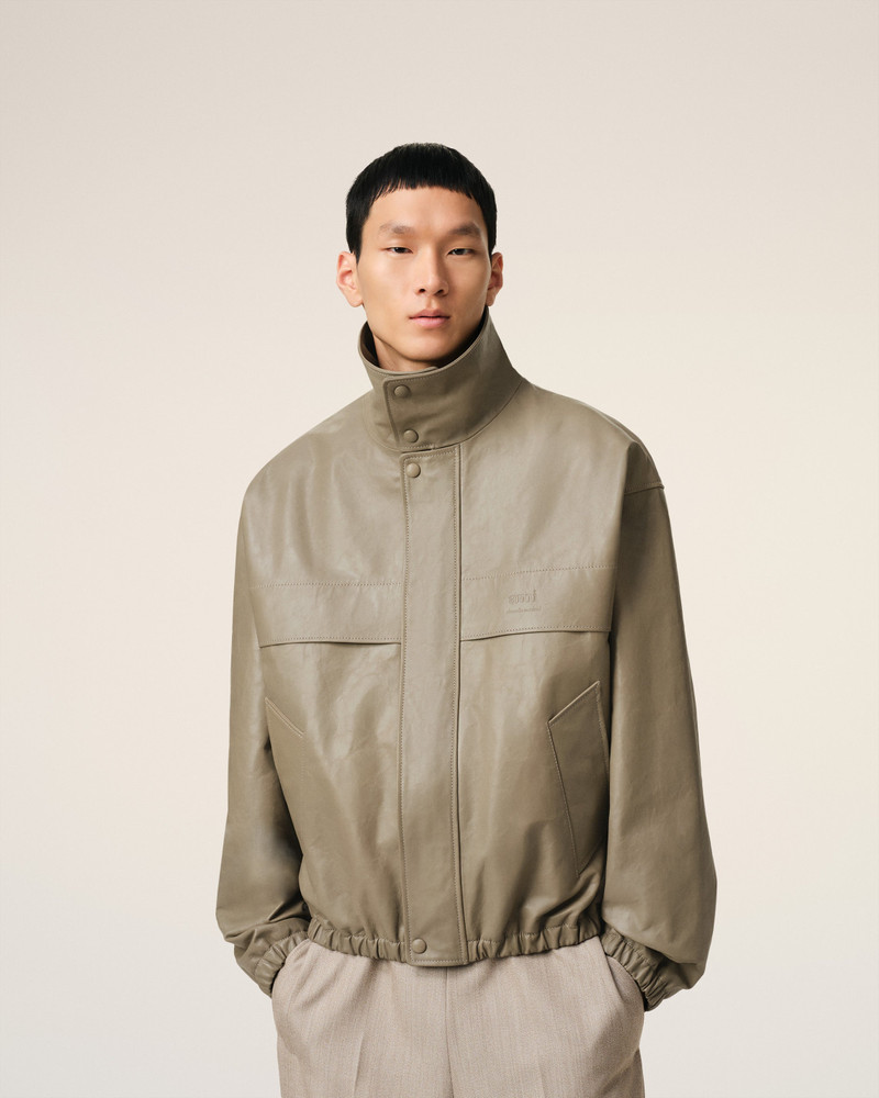 GREEN LEATHER ZIPPED JACKET 3