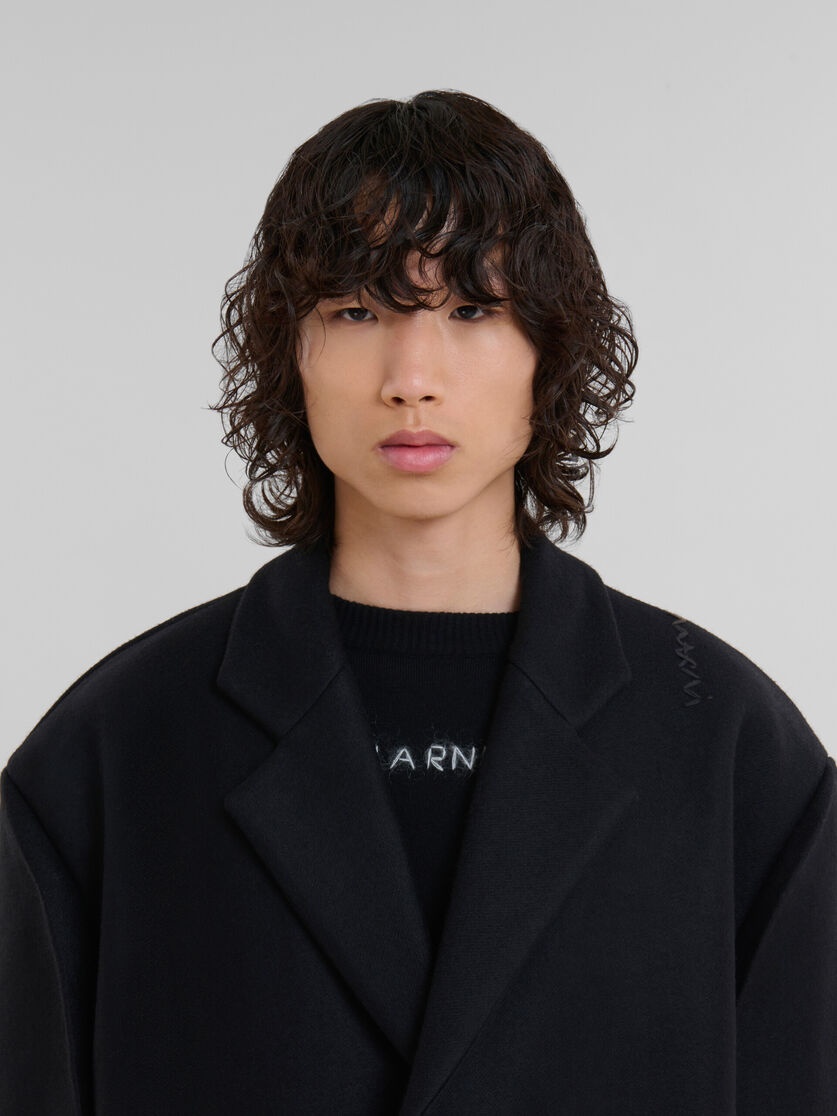 BLACK WOOL OVERSIZED COAT - 4
