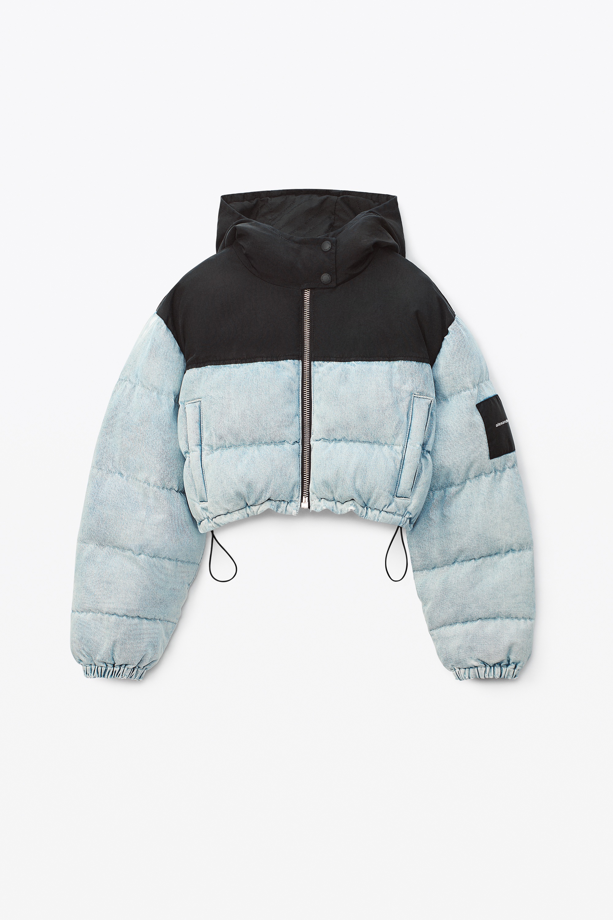 CROPPED PUFFER JACKET IN DENIM - 1