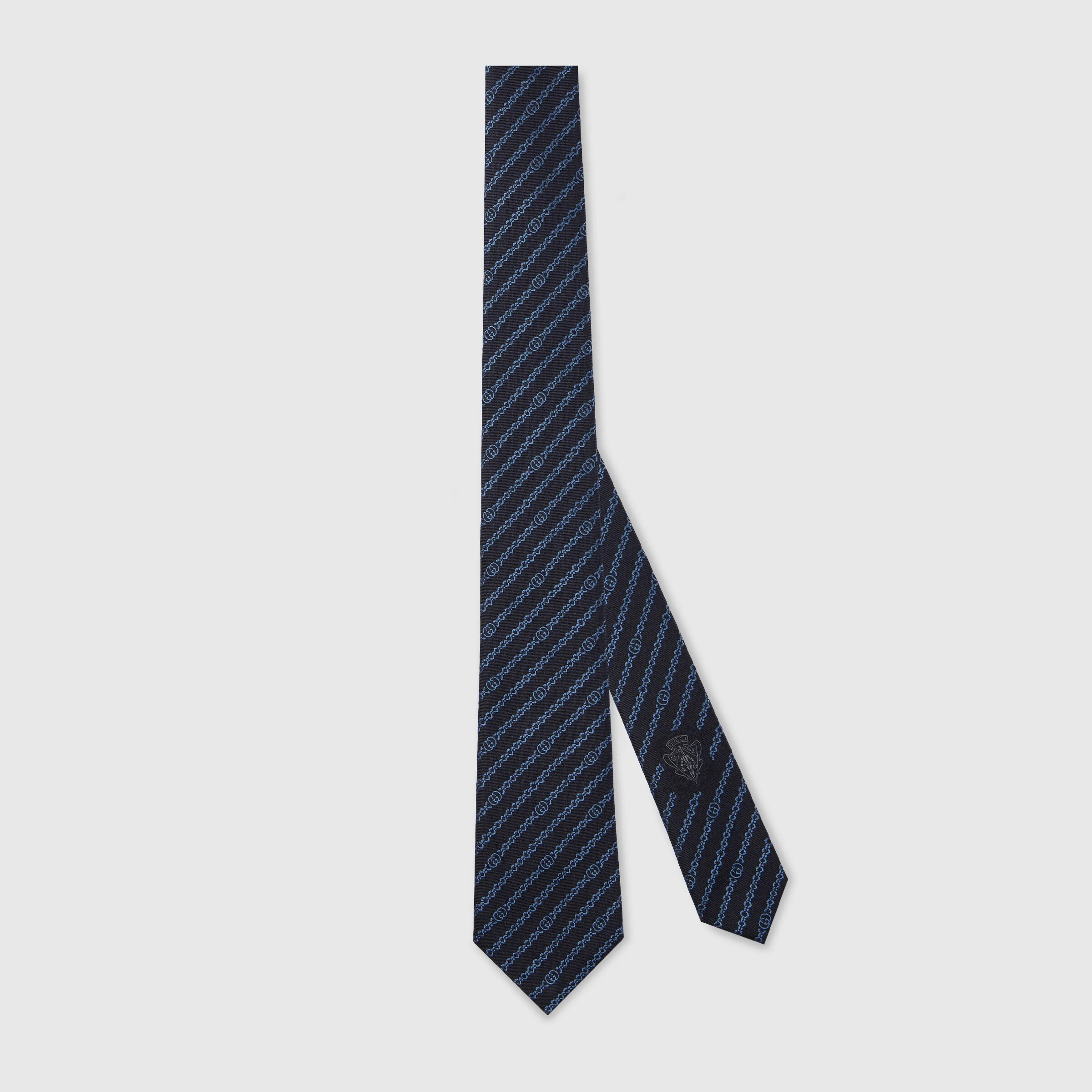 Interlocking G chain silk tie - 1
