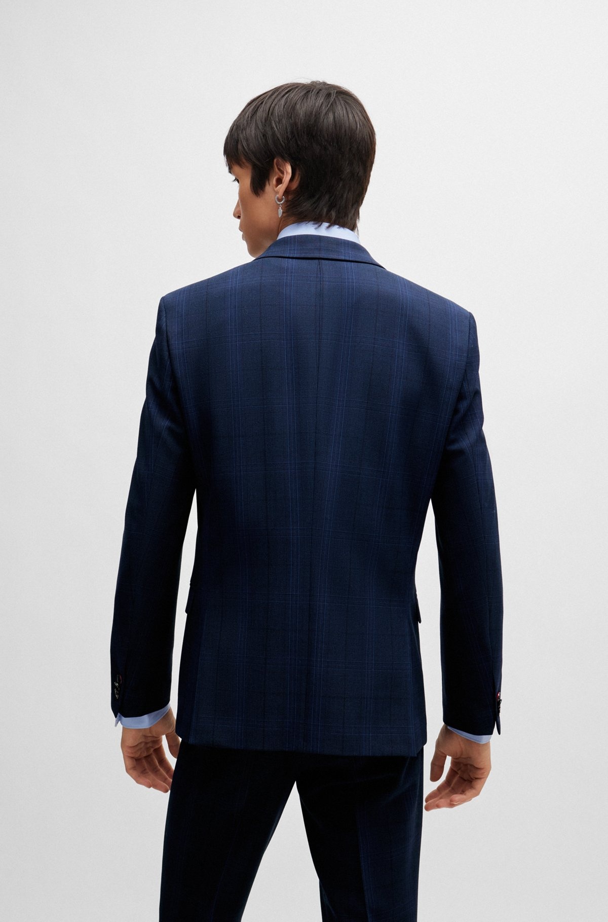 EXTRA-SLIM-FIT JACKET IN CHECKED PERFORMANCE-STRETCH FABRIC - 4