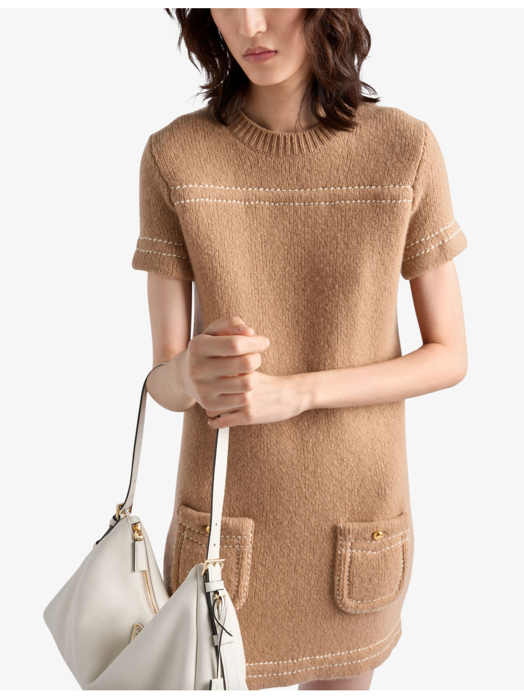 Triangle-logo cashmere knitted mini dress - 4