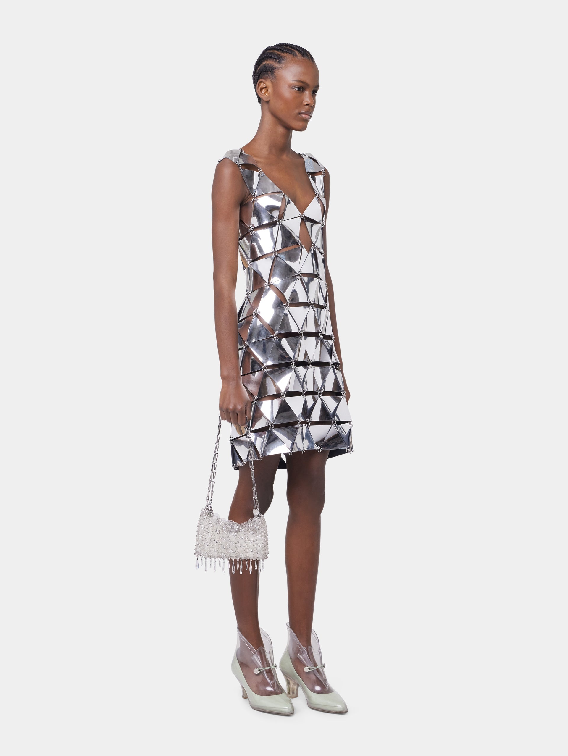 SILVER SHORT DRESS IN ASSEMBLY - 3
