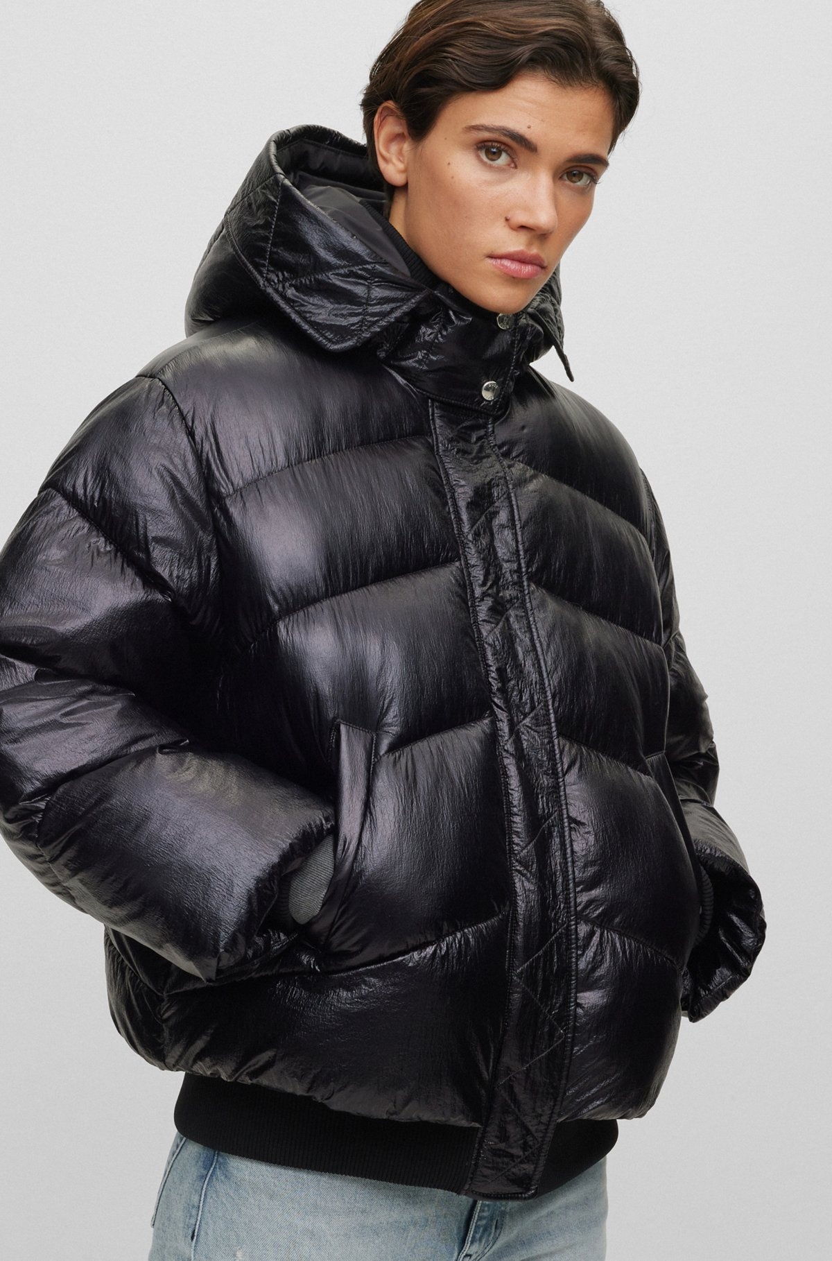 HOODED PUFFER JACKET WITH METALLIC EFFECT - 6