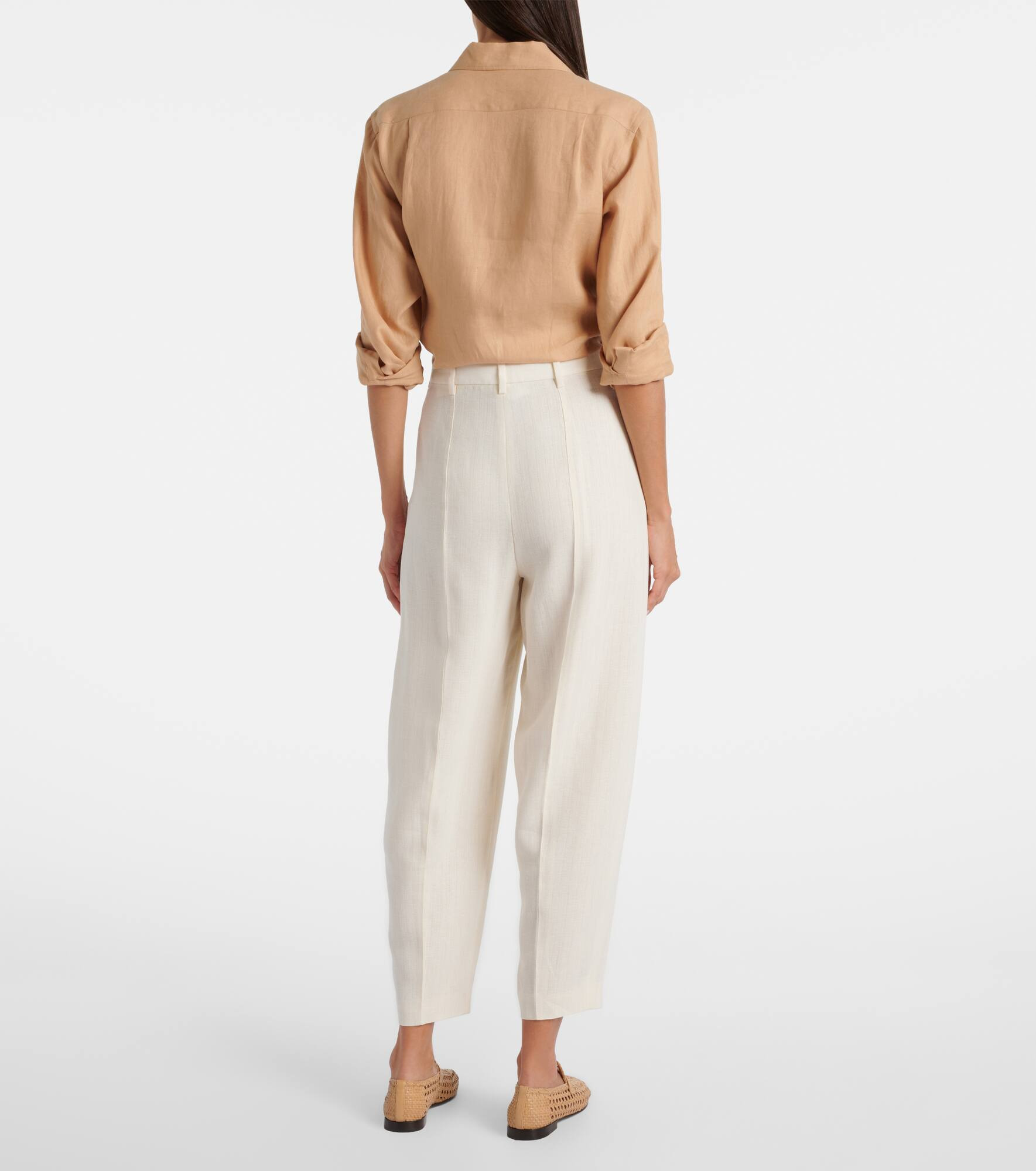 Bob linen crêpe tapered pants - 3