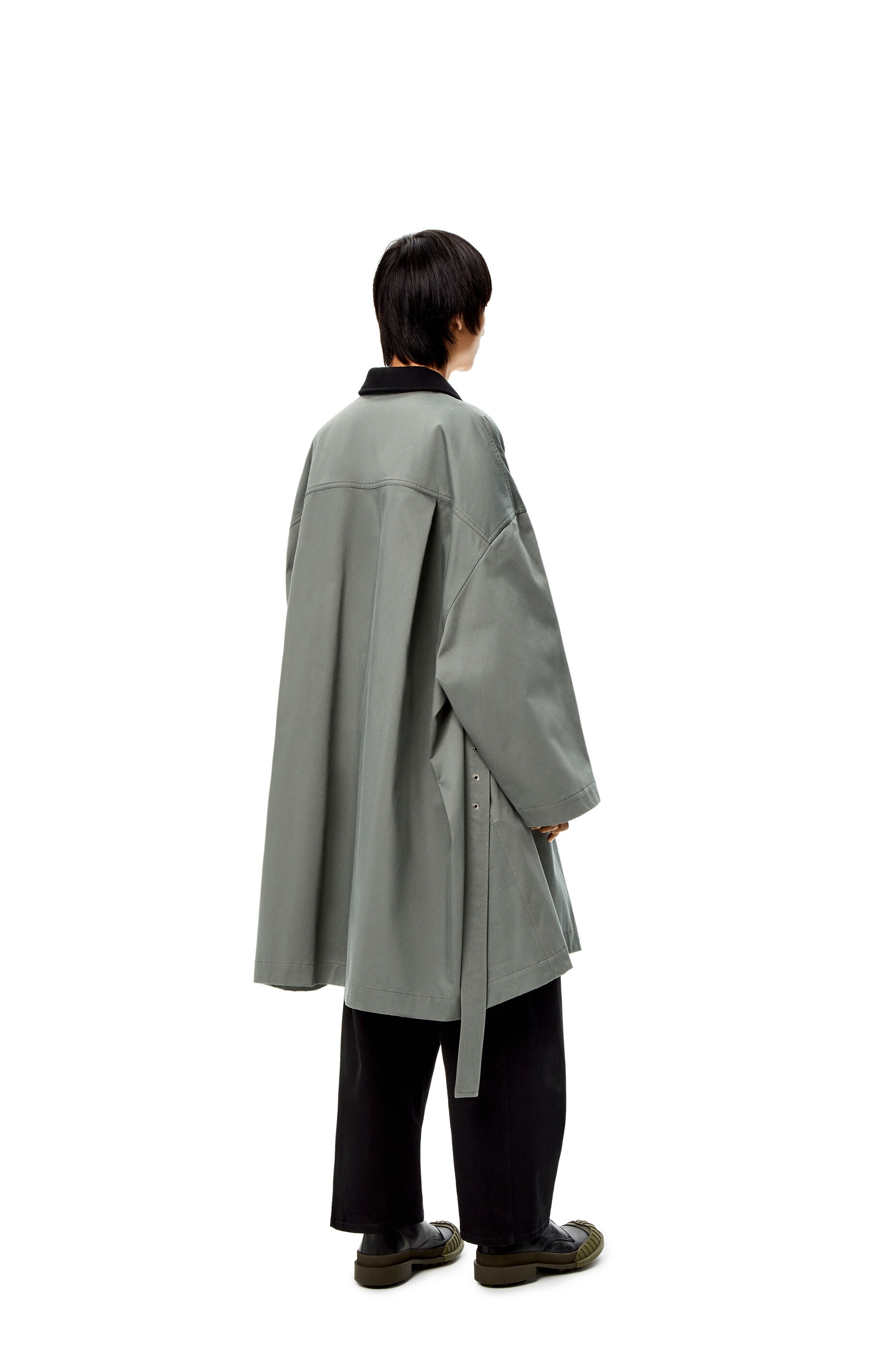 Oversize belted coat in cotton & wool - 3